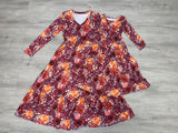 Kathy Tiered Flora Dress-#3-Maroon