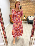 Kathy Tiered Flora Dress-#3-Maroon