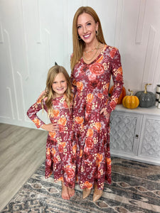 Kathy Tiered Flora Dress-#3-Maroon