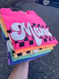 Rainbow Checkered Mama PUFF Tees  - RTS