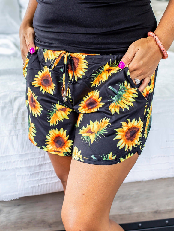 Printed Lounge Shorts-#6-Sunflower