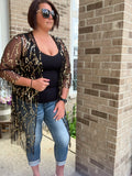 Plus Size Contrast Sequin Sheer Mesh Cardigan