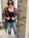 Plus Size Contrast Sequin Sheer Mesh Cardigan