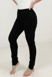 Judy Blue High Waist "Control Top" with Shark Hem & Back Shield Pkt Black Skinny Jeans