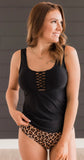 *PRE-ORDER* Sunny Escape Braided Tankini Swim Top- Black