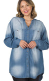 Chambray Roll-Up Sleeve Top