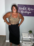Black Smocked Waist Side Slit Maxi Skirt