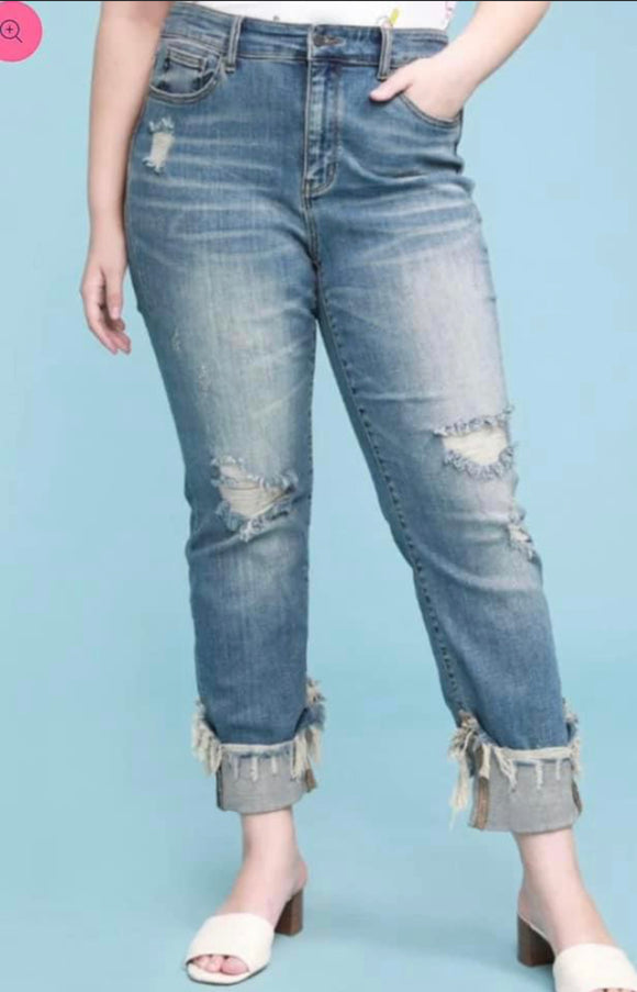 Judy Blue Mid-rise Straight Fit Distressed Jean
