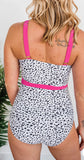 *PRE-ORDER* Beach Party One-Piece Swimsuit- Pink & Off-White Dalmatian
