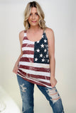 Zenana American Flag Print Sleeveless Top